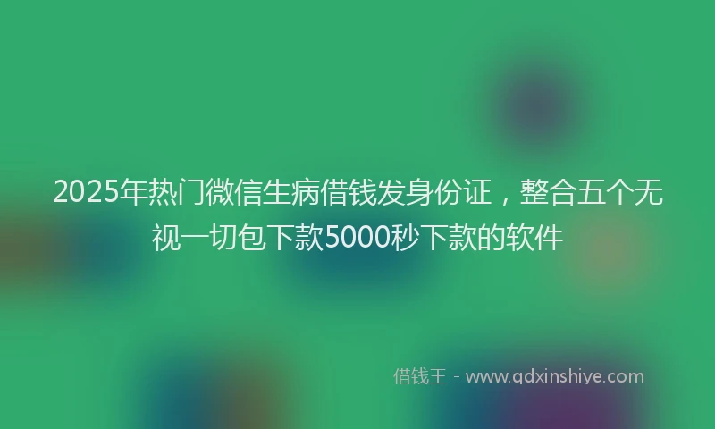 2025年热门微信生病借钱发身份证，整合五个无视一切包下款5000秒下款的软件