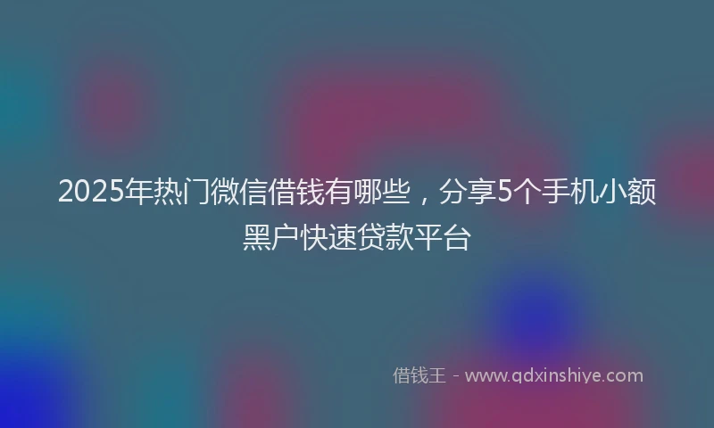 2025年热门微信借钱有哪些，分享5个手机小额黑户快速贷款平台