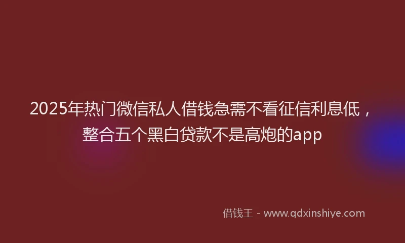 2025年热门微信私人借钱急需不看征信利息低，整合五个黑白贷款不是高炮的app