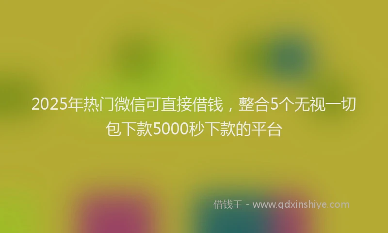 2025年热门微信可直接借钱，整合5个无视一切包下款5000秒下款的平台
