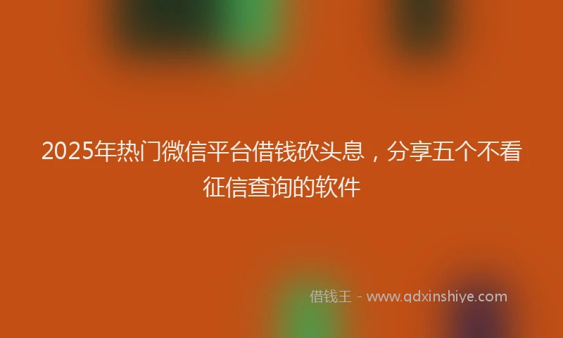 2025年热门微信平台借钱砍头息，分享五个不看征信查询的软件