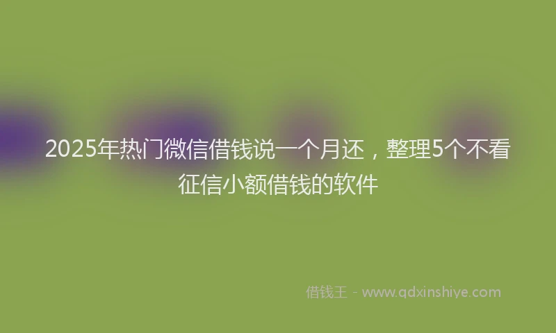 2025年热门微信借钱说一个月还，整理5个不看征信小额借钱的软件