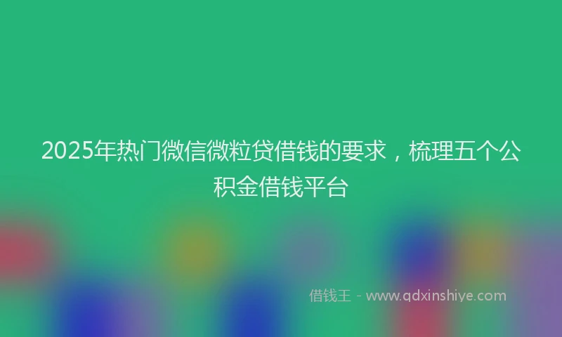 2025年热门微信微粒贷借钱的要求，梳理五个公积金借钱平台