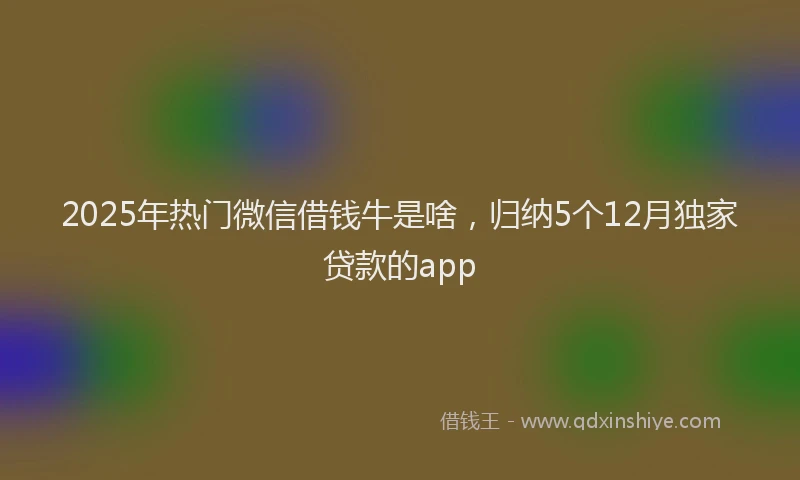2025年热门微信借钱牛是啥，归纳5个12月独家贷款的app