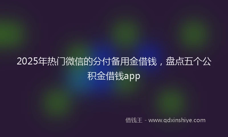 2025年热门微信的分付备用金借钱，盘点五个公积金借钱app
