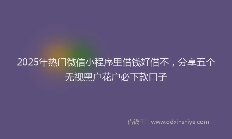 2025年热门微信小程序里借钱好借不，分享五个无视黑户花户必下款口子
