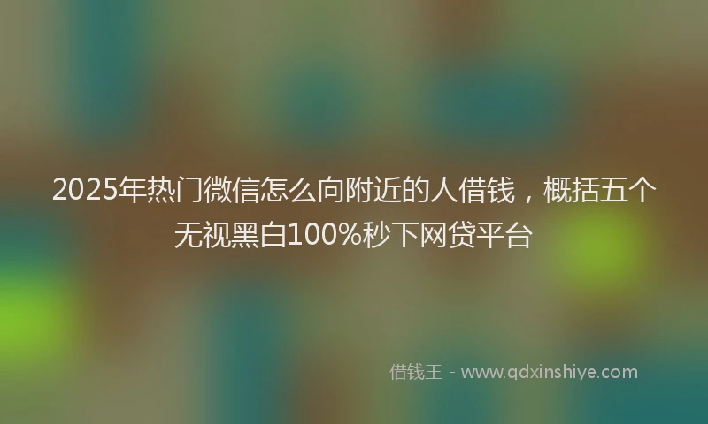 2025年热门微信怎么向附近的人借钱，概括五个无视黑白100%秒下网贷平台