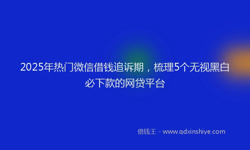 2025年热门微信借钱追诉期，梳理5个无视黑白必下款的网贷平台