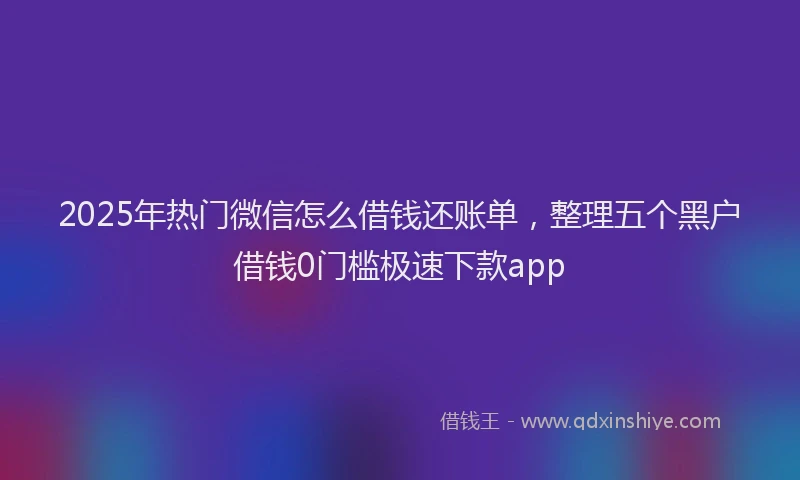 2025年热门微信怎么借钱还账单，整理五个黑户借钱0门槛极速下款app
