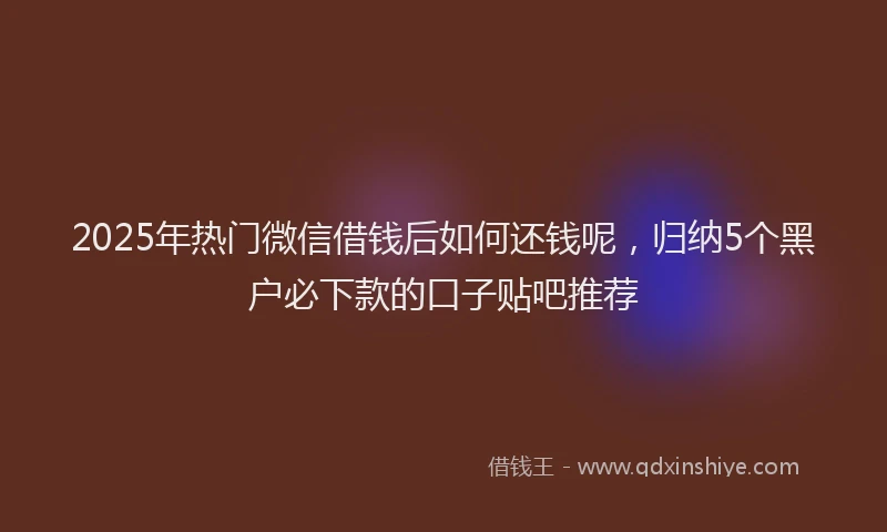 2025年热门微信借钱后如何还钱呢，归纳5个黑户必下款的口子贴吧推荐