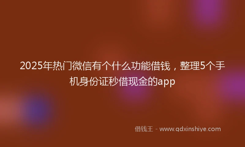 2025年热门微信有个什么功能借钱，整理5个手机身份证秒借现金的app
