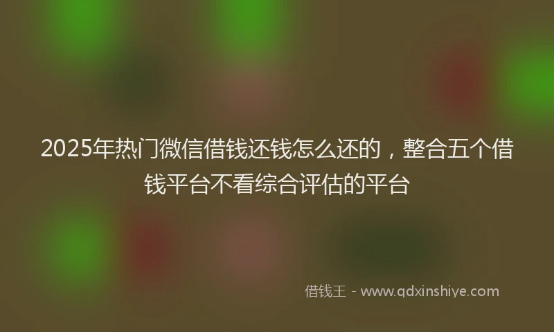 2025年热门微信借钱还钱怎么还的，整合五个借钱平台不看综合评估的平台