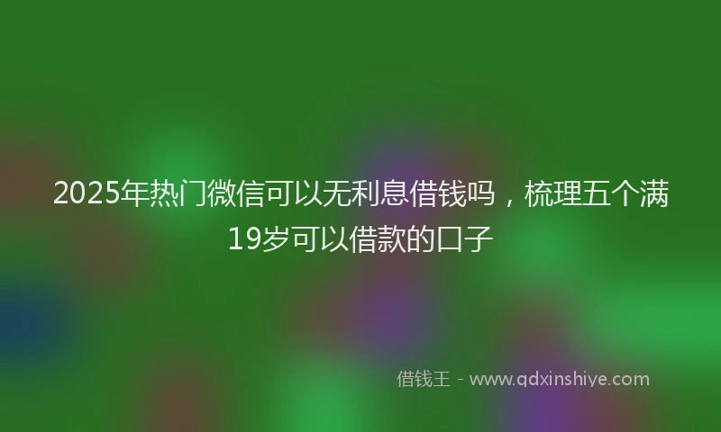 2025年热门微信可以无利息借钱吗，梳理五个满19岁可以借款的口子