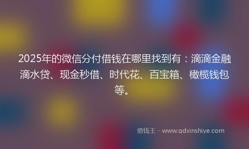 2025年的微信分付借钱在哪里找到有：滴滴金融滴水贷、现金秒借、时代花、百宝箱、橄榄钱包等。