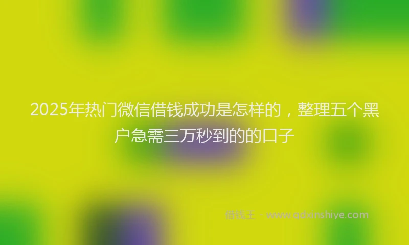 2025年热门微信借钱成功是怎样的，整理五个黑户急需三万秒到的的口子