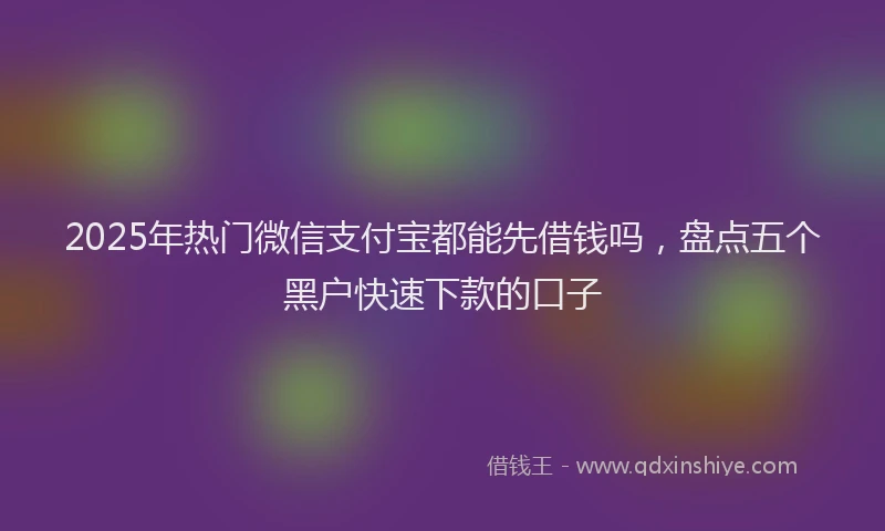 2025年热门微信支付宝都能先借钱吗，盘点五个黑户快速下款的口子