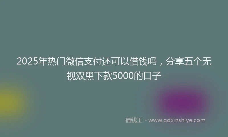 2025年热门微信支付还可以借钱吗，分享五个无视双黑下款5000的口子