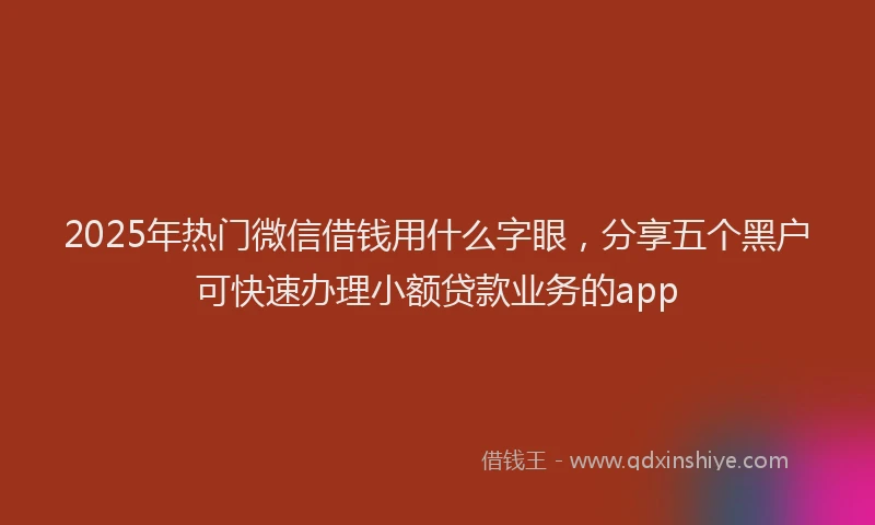 2025年热门微信借钱用什么字眼，分享五个黑户可快速办理小额贷款业务的app