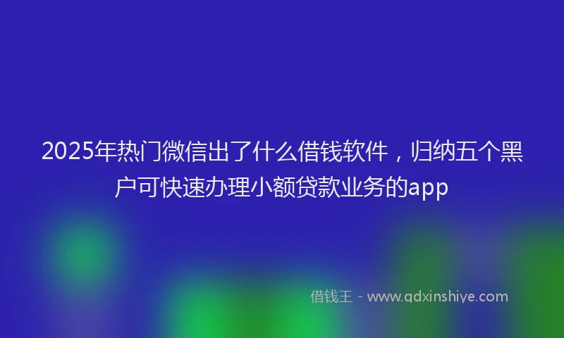 2025年热门微信出了什么借钱软件，归纳五个黑户可快速办理小额贷款业务的app