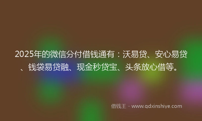 2025年的微信分付借钱通有：沃易贷、安心易贷、钱袋易贷融、现金秒贷宝、头条放心借等。