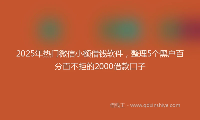 2025年热门微信小额借钱软件，整理5个黑户百分百不拒的2000借款口子