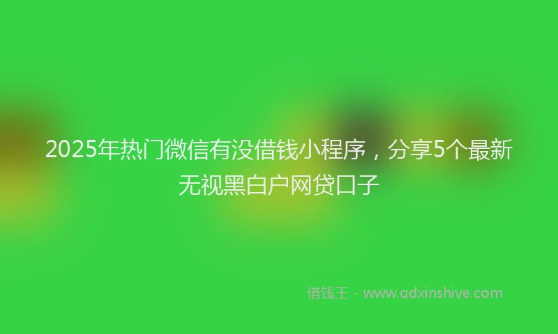 2025年热门微信有没借钱小程序，分享5个最新无视黑白户网贷口子