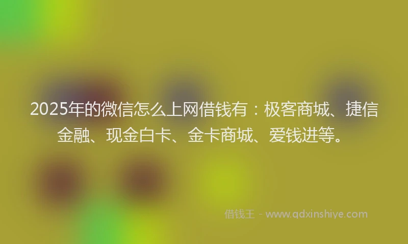 2025年的微信怎么上网借钱有：极客商城、捷信金融、现金白卡、金卡商城、爱钱进等。