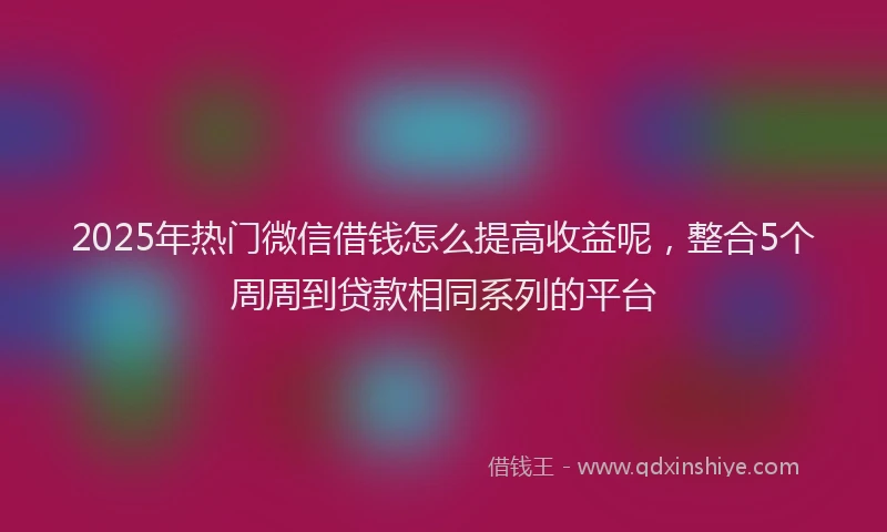 2025年热门微信借钱怎么提高收益呢，整合5个周周到贷款相同系列的平台