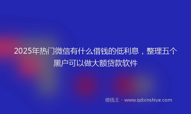 2025年热门微信有什么借钱的低利息，整理五个黑户可以做大额贷款软件