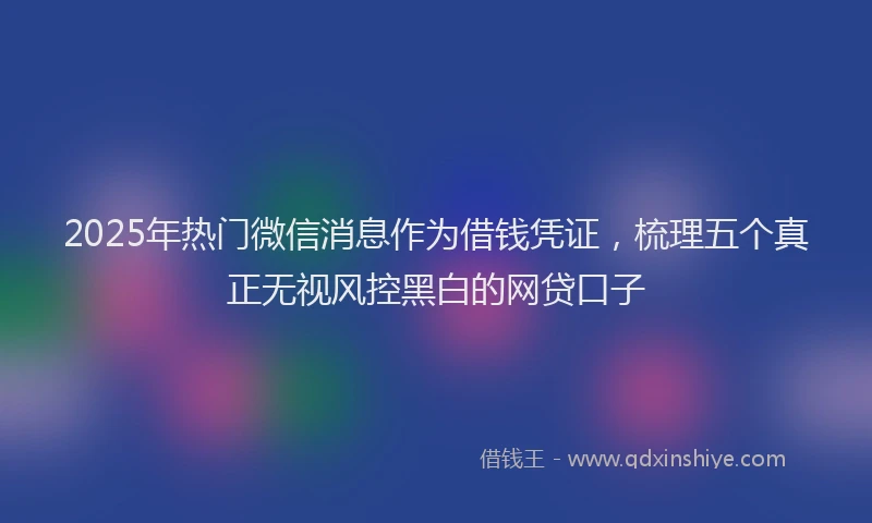 2025年热门微信消息作为借钱凭证，梳理五个真正无视风控黑白的网贷口子