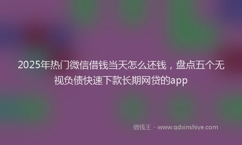 2025年热门微信借钱当天怎么还钱，盘点五个无视负债快速下款长期网贷的app