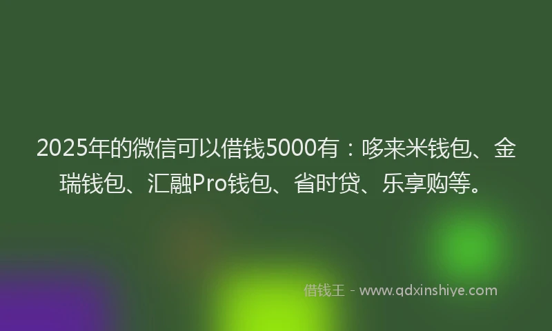 2025年的微信可以借钱5000有：哆来米钱包、金瑞钱包、汇融Pro钱包、省时贷、乐享购等。