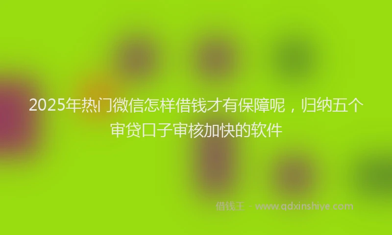 2025年热门微信怎样借钱才有保障呢，归纳五个审贷口子审核加快的软件