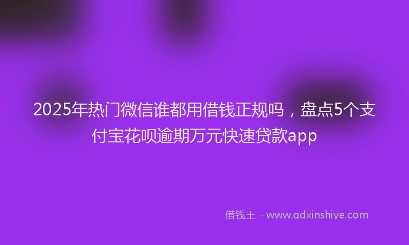 2025年热门微信谁都用借钱正规吗，盘点5个支付宝花呗逾期万元快速贷款app