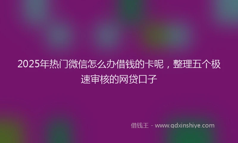 2025年热门微信怎么办借钱的卡呢，整理五个极速审核的网贷口子