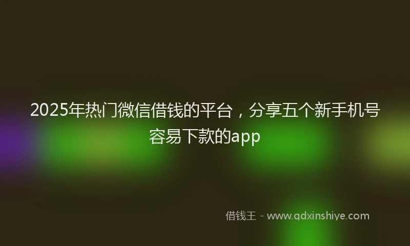 2025年热门微信借钱的平台，分享五个新手机号容易下款的app