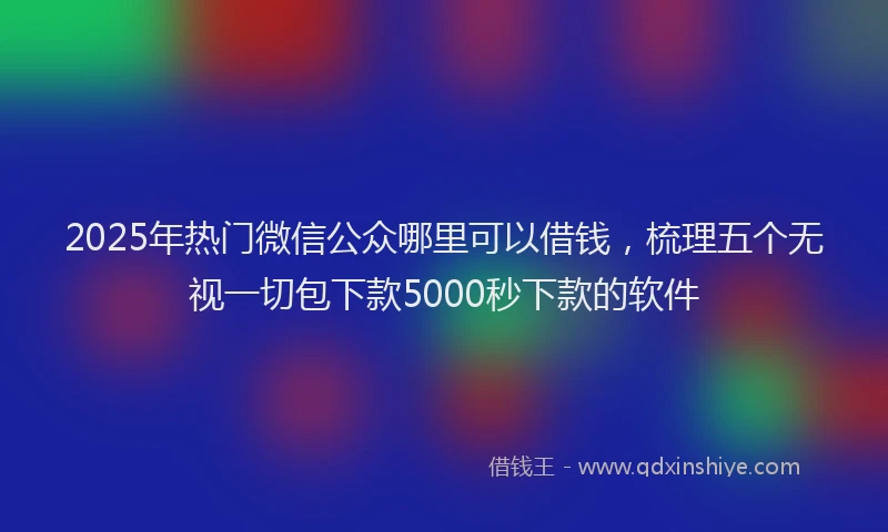 2025年热门微信公众哪里可以借钱，梳理五个无视一切包下款5000秒下款的软件