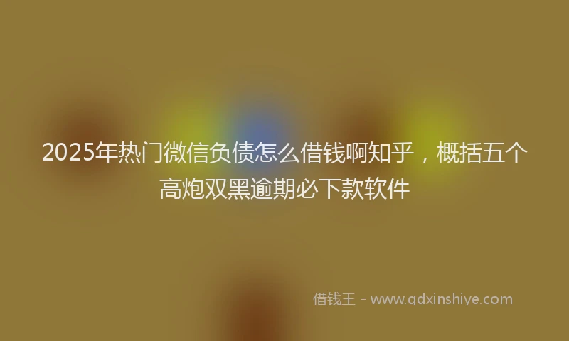 2025年热门微信负债怎么借钱啊知乎，概括五个高炮双黑逾期必下款软件