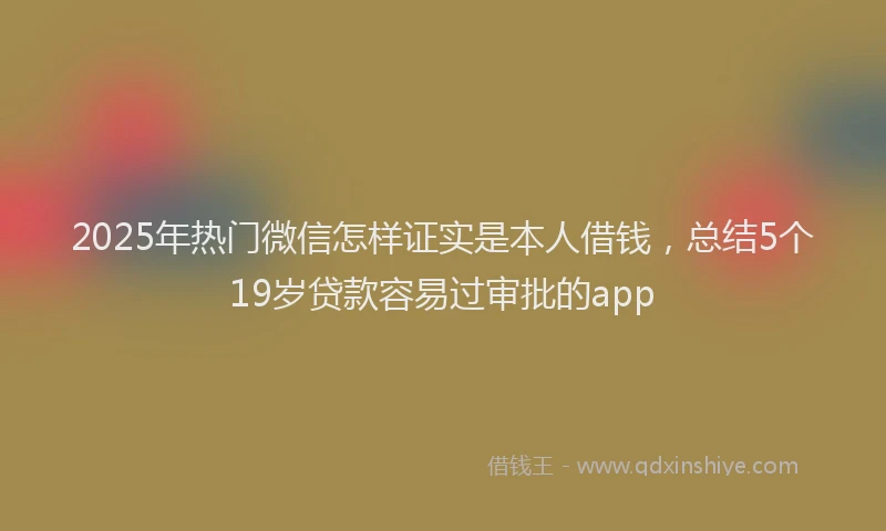 2025年热门微信怎样证实是本人借钱，总结5个19岁贷款容易过审批的app