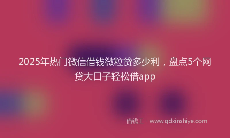 2025年热门微信借钱微粒贷多少利，盘点5个网贷大口子轻松借app