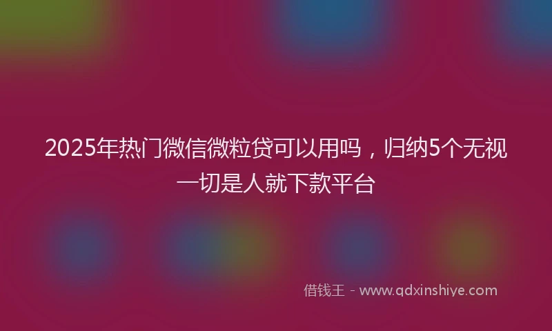 2025年热门微信微粒贷可以用吗，归纳5个无视一切是人就下款平台
