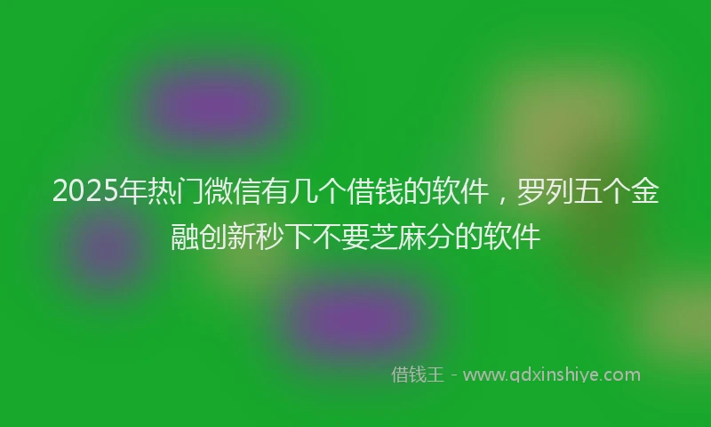2025年热门微信有几个借钱的软件，罗列五个金融创新秒下不要芝麻分的软件