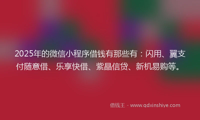 2025年的微信小程序借钱有那些有：闪用、翼支付随意借、乐享快借、紫晶信贷、新机易购等。