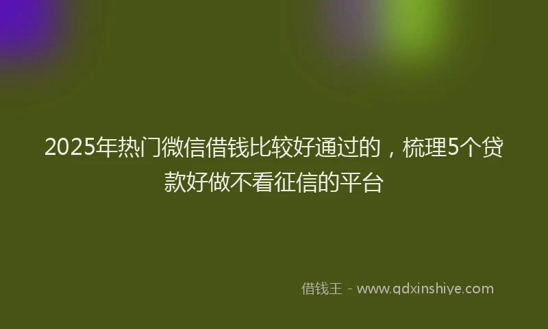 2025年热门微信借钱比较好通过的，梳理5个贷款好做不看征信的平台