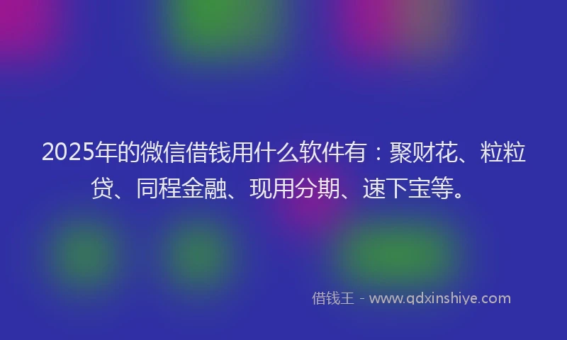 2025年的微信借钱用什么软件有：聚财花、粒粒贷、同程金融、现用分期、速下宝等。