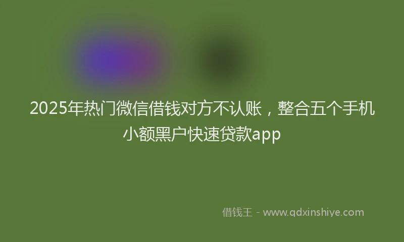 2025年热门微信借钱对方不认账，整合五个手机小额黑户快速贷款app