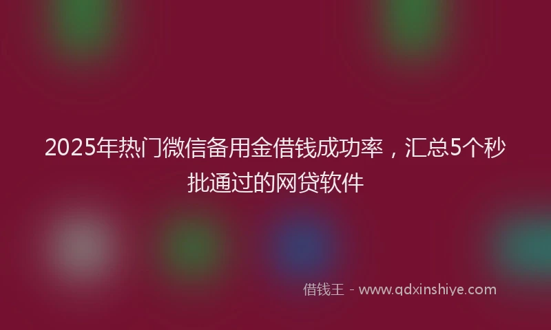 2025年热门微信备用金借钱成功率，汇总5个秒批通过的网贷软件