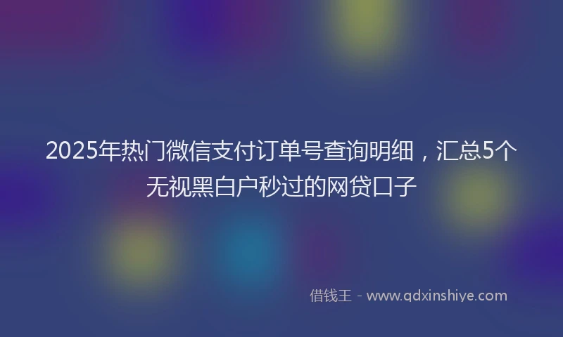 2025年热门微信支付订单号查询明细，汇总5个无视黑白户秒过的网贷口子