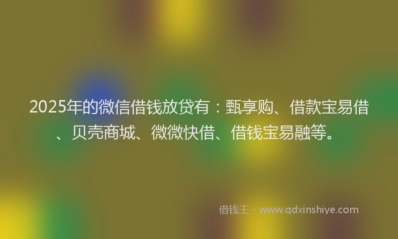 2025年的微信借钱放贷有：甄享购、借款宝易借、贝壳商城、微微快借、借钱宝易融等。