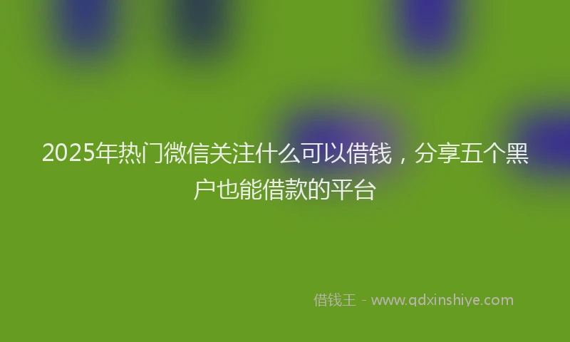 2025年热门微信关注什么可以借钱，分享五个黑户也能借款的平台